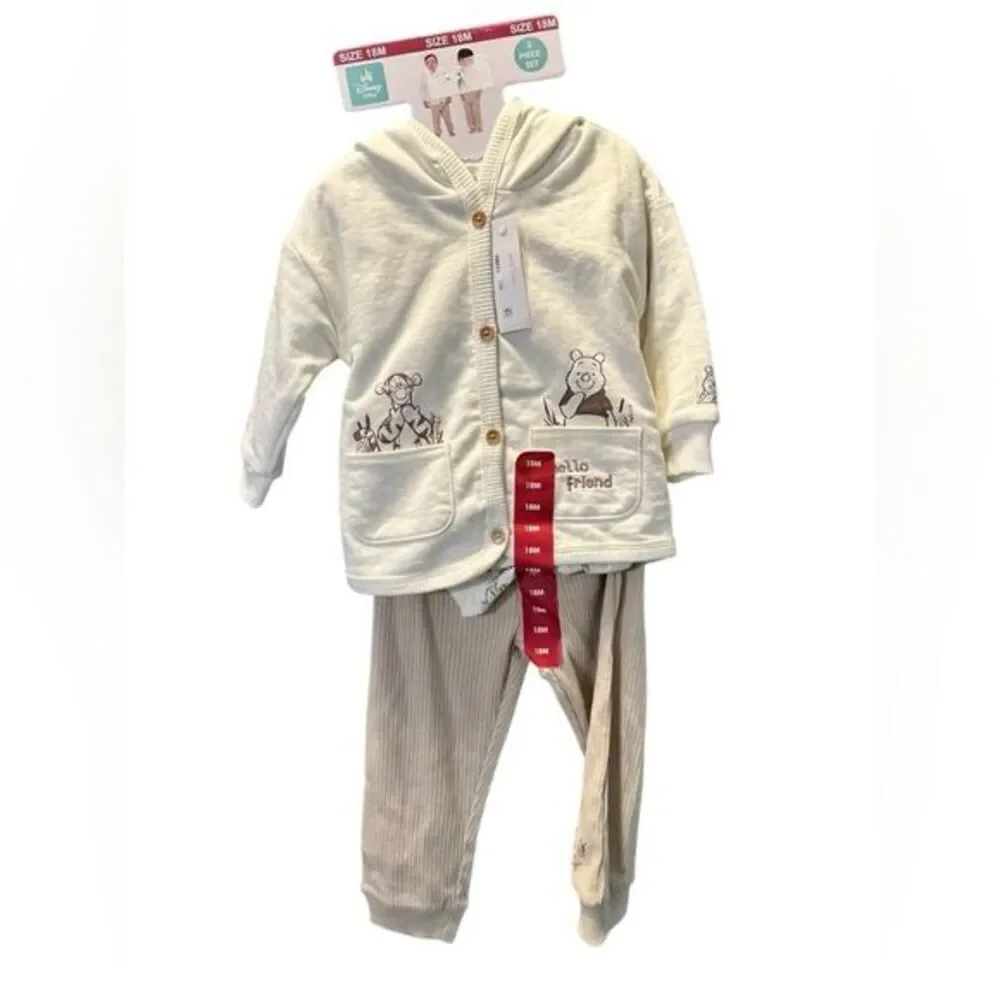 NWT Carter’s Toddler Winnie The Pooh Cream 3 Piece Set Jacket Bodysuit Pants 18M